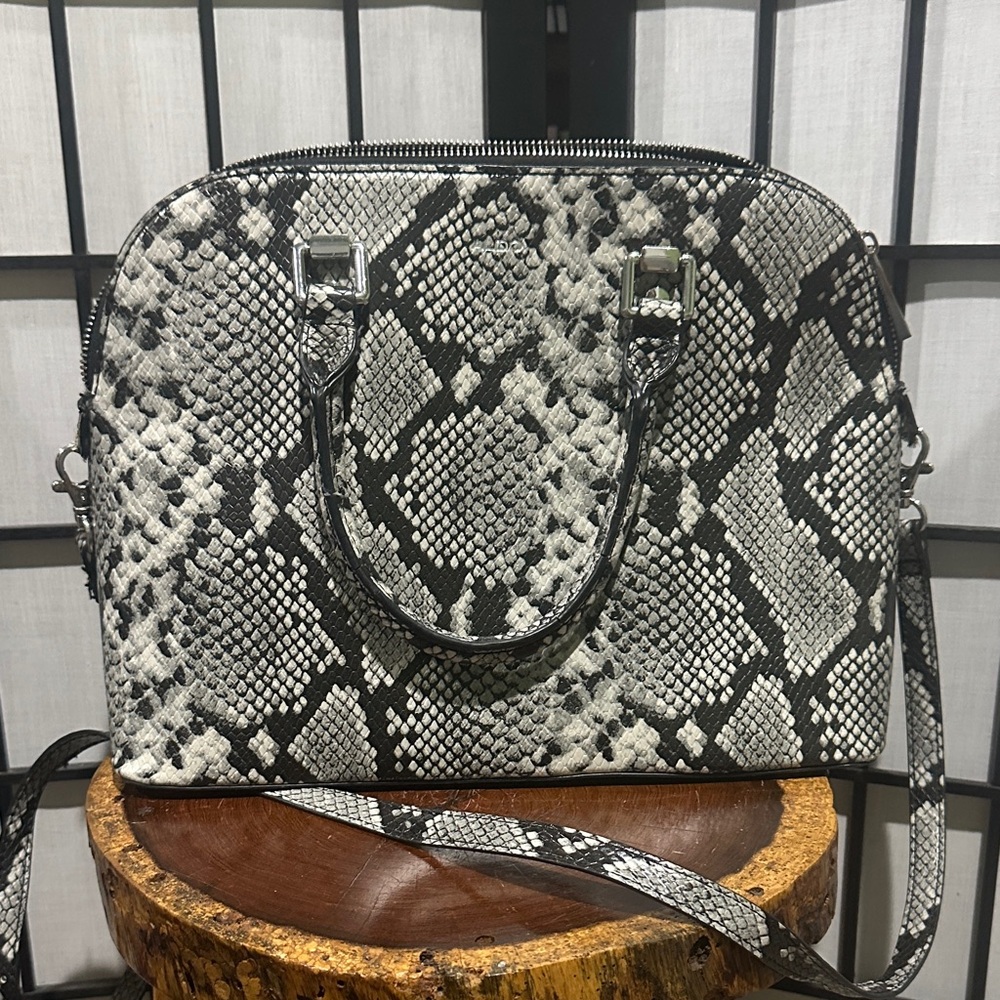 Aldo Black and Gray Snakeskin Shoulder Bag